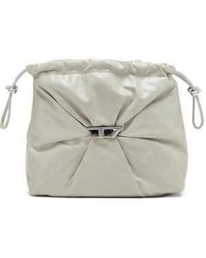 DIESEL Scrunch-D Leather Bucket Bag - Grey