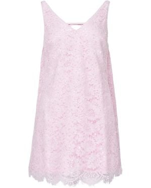 Self-Portrait Sequin-Embellished Lace Mini Dress - Pink