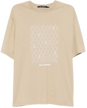 KARL LAGERFELD Geometric-Print Crew-Neck T-Shirt - Natural