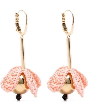 La DoubleJ Bouquet Drop Crochet-Flower Drop Earrings - Pink