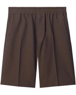 Burberry Shorts Sartoriali Con Motivo A Spina Di Pesce - Marrone