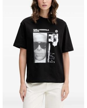 KARL LAGERFELD Graphic-Print T-Shirt - Black