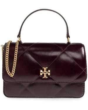 Tory Burch Mini Kira Diamond Quilt Distressed Crossbody Bag - Purple