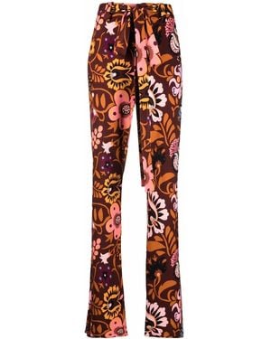 La DoubleJ Floral Belted Flared Trousers