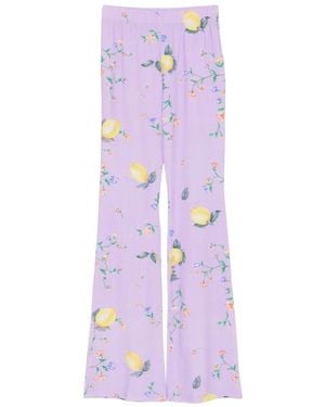 Moschino Pantalones Con Limón Estampado - Morado