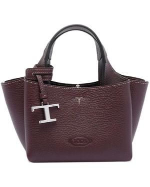 Tod's Micro Leather Tote Bag - Purple