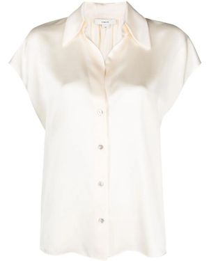 Vince Short-Sleeve Silk Shirt - White