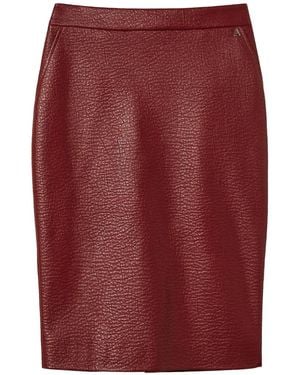 Twinset Faux-Leather Midi Skirt - Red