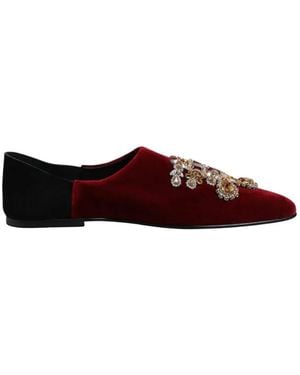 Dolce & Gabbana Crystal-Embellished Velvet Loafers - Purple
