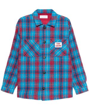 Giada Benincasa Veste En Laine Vierge À Carreaux - Bleu