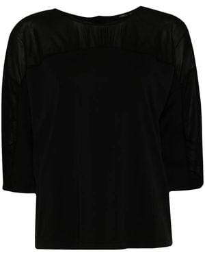Transit Gathered Three-Quarter-Sleeved Blouse - Black