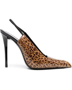 Saint Laurent Raven 120mm レオパード パンプス - ブラウン