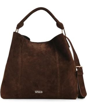 Essentiel Antwerp Kroon Suede Shoulder Bag - Brown