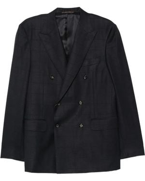 Canali Check-Pattern Double-Breasted Suit - Black