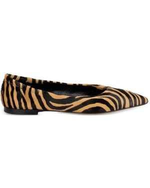 Pomme D ́Or Zebra-Pattern Flat Court Shoes - White