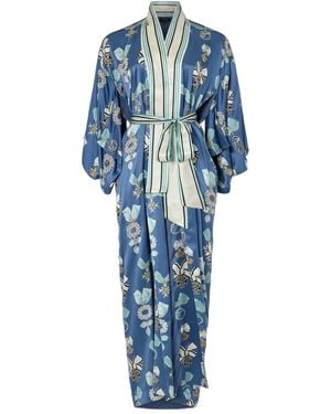 Temperley London Silk Robe - Blue