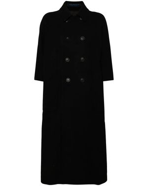 Yohji Yamamoto Mosser Double Breasted Coat - Black