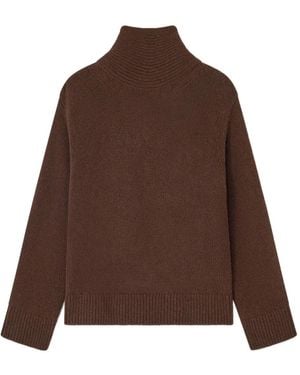 Ganni High-Neck Open-Back Pullover - Brown