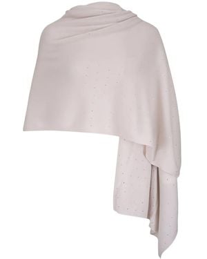 Kinross Cashmere Embellished Scarf - White