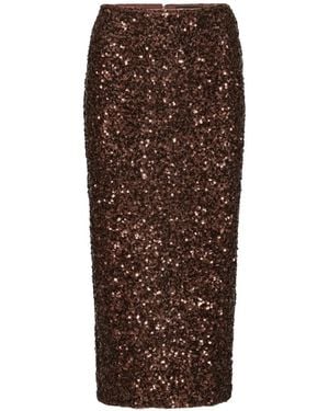 ROTATE BIRGER CHRISTENSEN Sequin-Embellished Midi Skirt - Brown