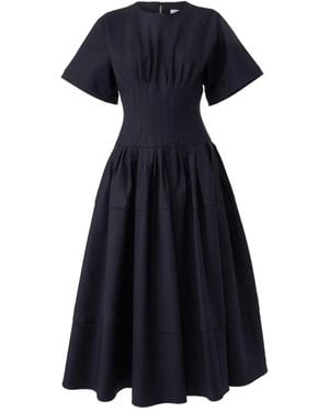 Carolina Herrera プリーツウエスト ドレス - ブルー