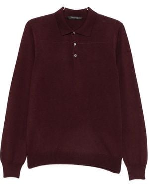 Tagliatore Long-Sleeves Polo Shirt - Red