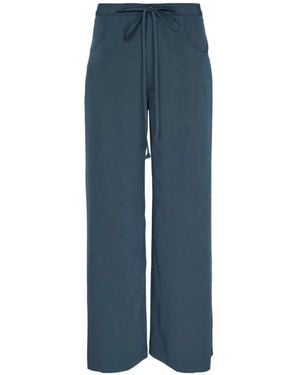 Y's Yohji Yamamoto Drawstring-Waistband Trousers - Blue