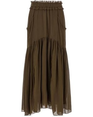Isabel Marant Falda larga Besma con volantes - Verde