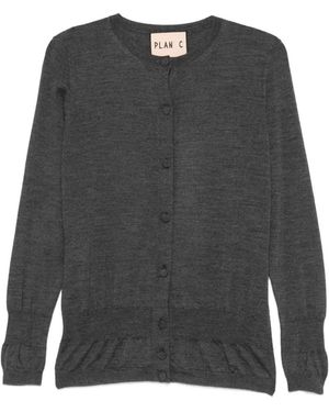 Plan C Cardigan Mit Rüschenborte - Grau