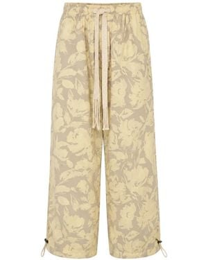 Cmmn Swdn Floral-Print Drawstring Trousers - Natural