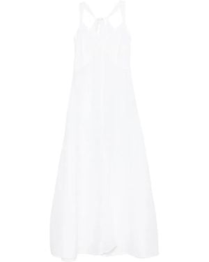 120% Lino Halterneck A-Line Maxi Dress - White