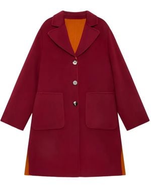 Maliparmi Pocket Button Double Wool Coat - Red