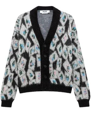 MSGM Cardigan A Rombi - Nero