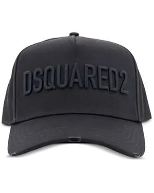 DSquared² Distressed Logo-Patch Baseball Cap - Blue