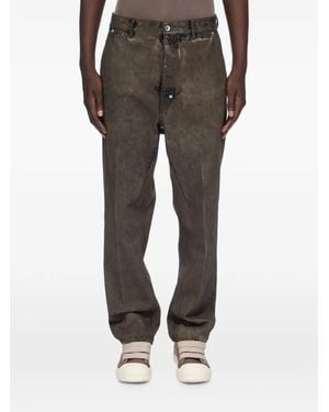 Rick Owens Detroit Washed-Effect Straight-Leg Trousers - Grey