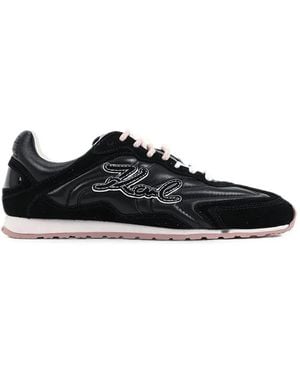 KARL LAGERFELD Signature-Embroidered Paneled Sneakers - Black