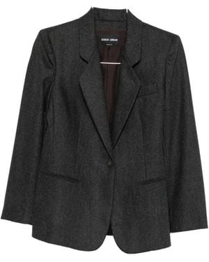 Giorgio Armani Single-Breasted Notched-Lapel Blazer - Black