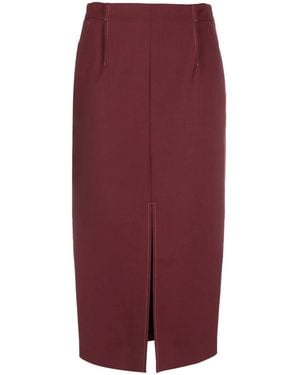 Patrizia Pepe Pleat-Detailing High-Waisted Skirt - Red