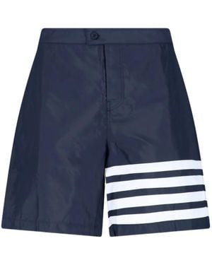 Thom Browne Badeshorts Mit 4-Bar-Print - Blau