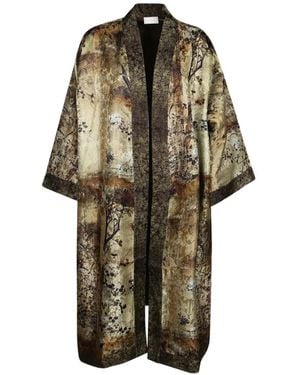 Pierre Louis Mascia Floral-Jacquard Open-Front Coat - Natural
