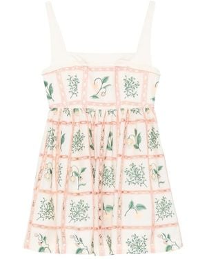 Agua Bendita Robe Courte Imprimée - Blanc