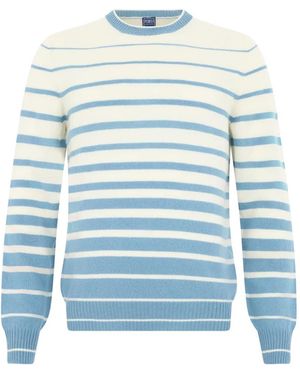 Fedeli Striped Cashmere Jumper - Blue
