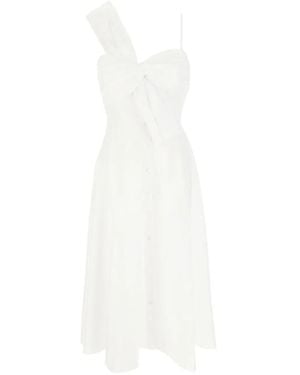 Viktor & Rolf Vestido Midi Drapeado Con Lazo - Blanco