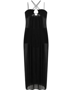 Patrizia Pepe Abito Sottoveste Midi Dress - Black