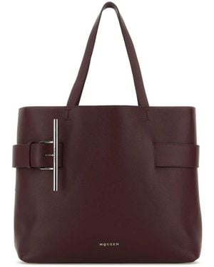 McQueen Tyrian T-Bar Tote Bag - Purple