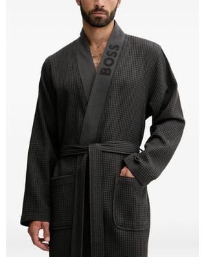 BOSS ワッフルニット ローブ - ブラック