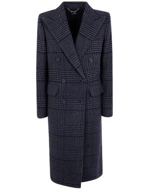 Ralph Lauren Double-Breasted Glen-Check Coat - Blue
