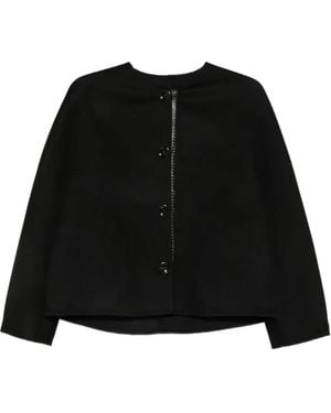 Manzoni 24 Leather-Trim Collarless Jacket - Black