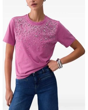 Liu Jo Embellished Round-Neck T-Shirt - Purple