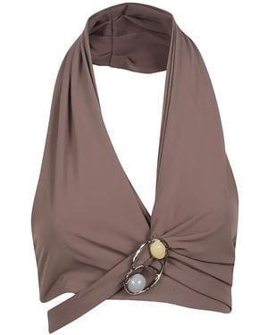 HAMOULET Embellished Halterneck Top - Brown